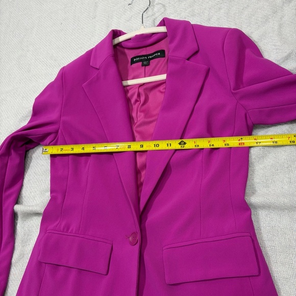 BOSTON PROPER Sz 4 Beyond Travel Vivid Violet Classic Boyfriend Blazer Retro EUC - Picture 10 of 12